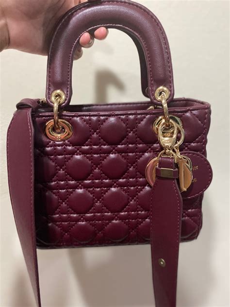 lady dior mini maroon|lady dior small size.